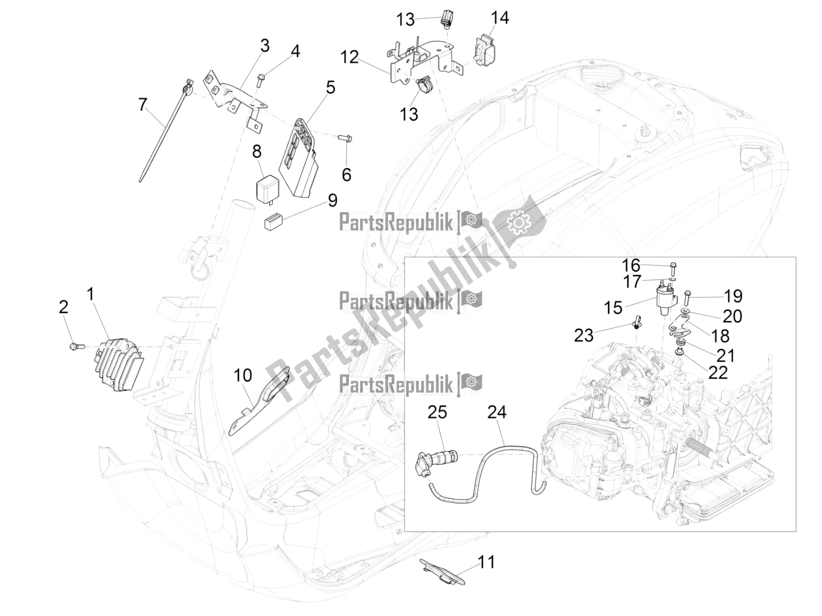 All parts for the Voltage Regulators - Electronic Control Units (ecu) - H. T. Coil of the Vespa Sprint 125 Iget Apac E2 2019