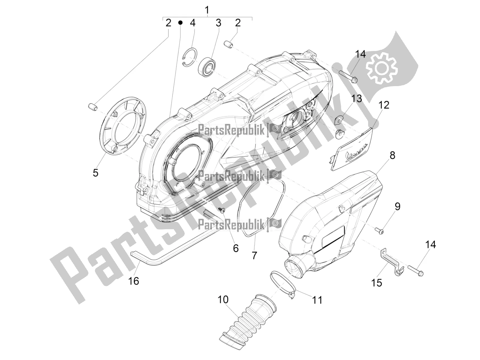 Alle onderdelen voor de Carterafdekking - Carter Koeling van de Vespa Sprint 125 Iget Apac E2 2020