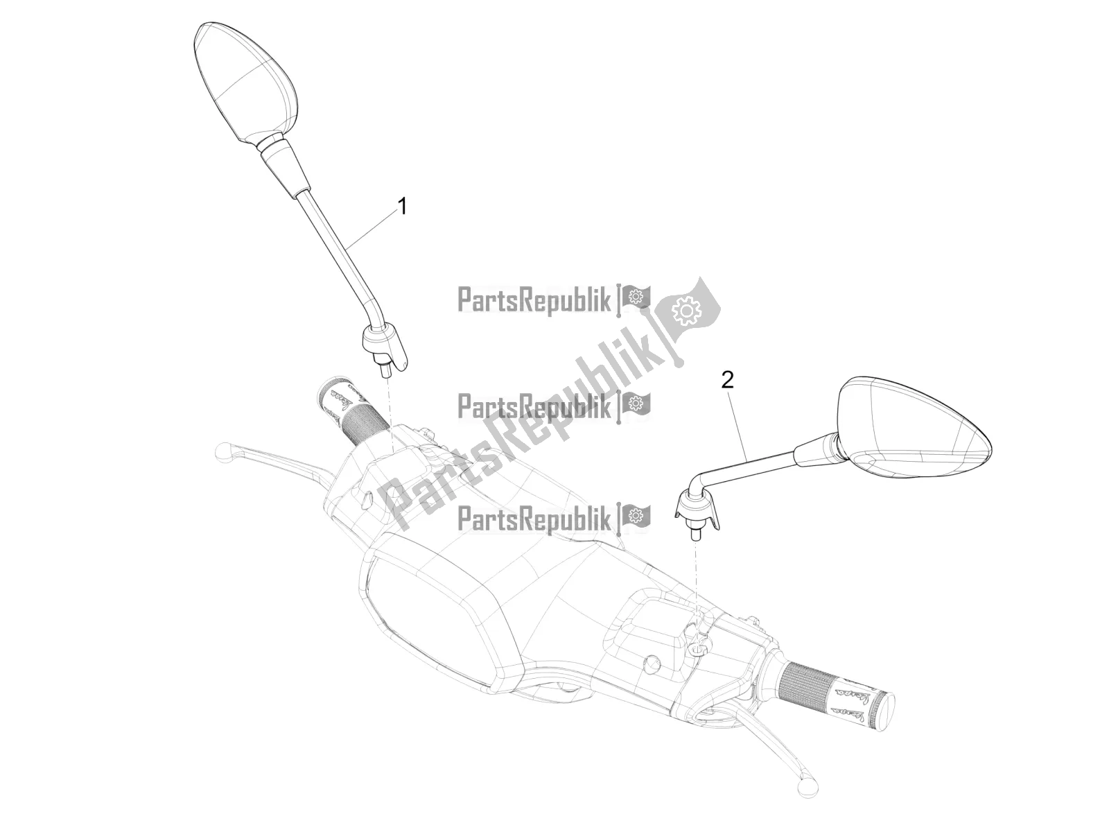 Tutte le parti per il Specchio / I Di Guida del Vespa Sprint 125 Iget Apac E2 2020