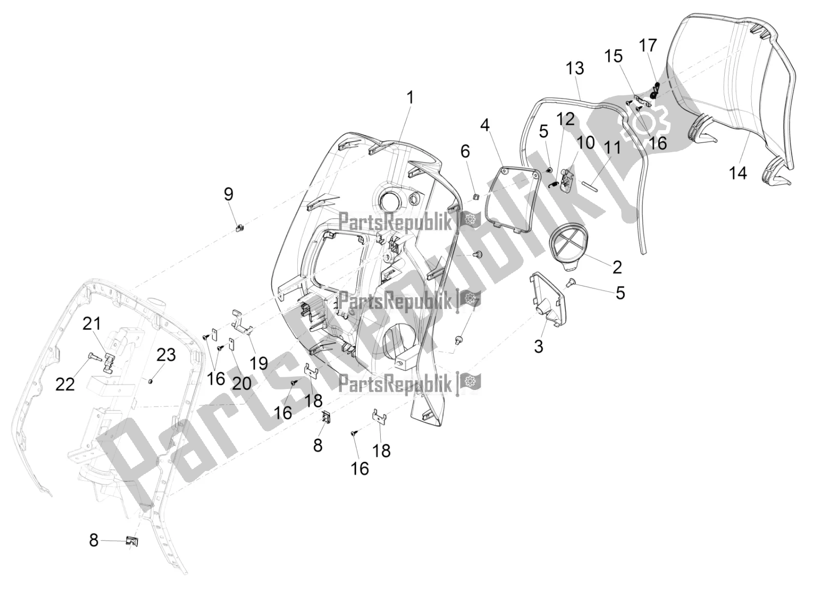Toutes les pièces pour le Boîte à Gants Avant - Panneau De Protection Des Genoux du Vespa Sprint 125 Iget Apac E2 2020