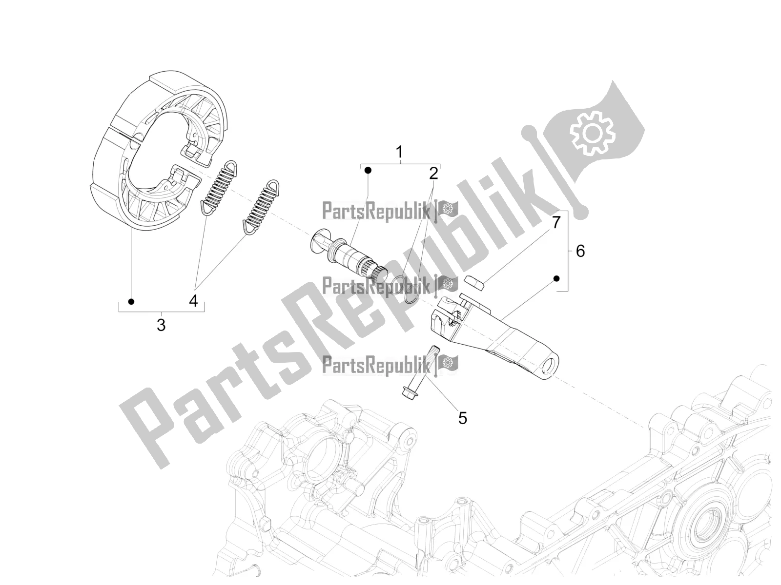All parts for the Rear Brake - Brake Jaw of the Vespa Sprint 125 Iget Apac E2 2020