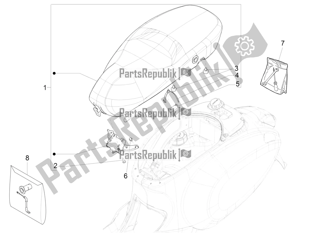 Alle onderdelen voor de Zadel / Stoelen van de Vespa Sprint 125 Iget Apac E2 2020