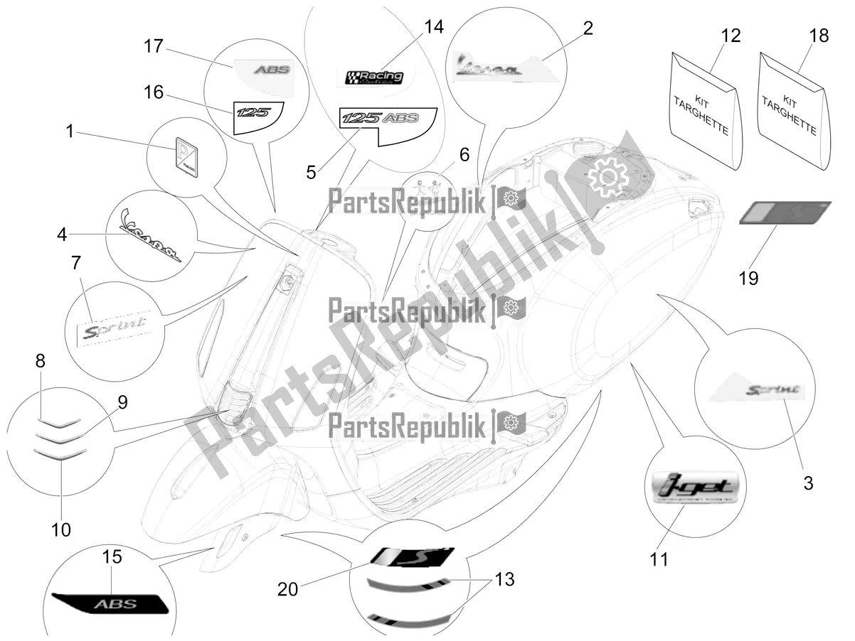 All parts for the Plates - Emblems of the Vespa Sprint 125 Iget Apac E2 2021