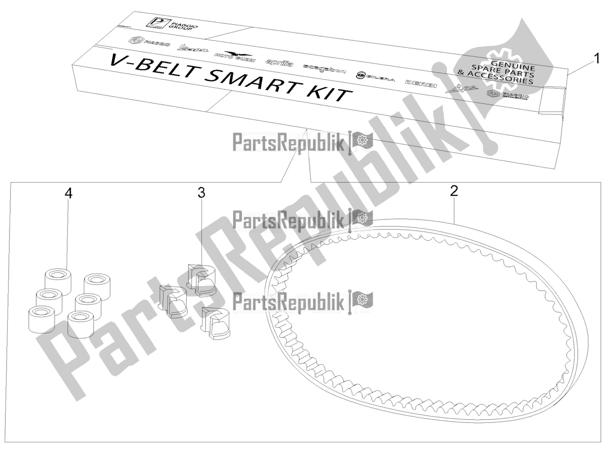 Tutte le parti per il Transmission Kit del Vespa Sprint 125 Iget Apac E2 2021