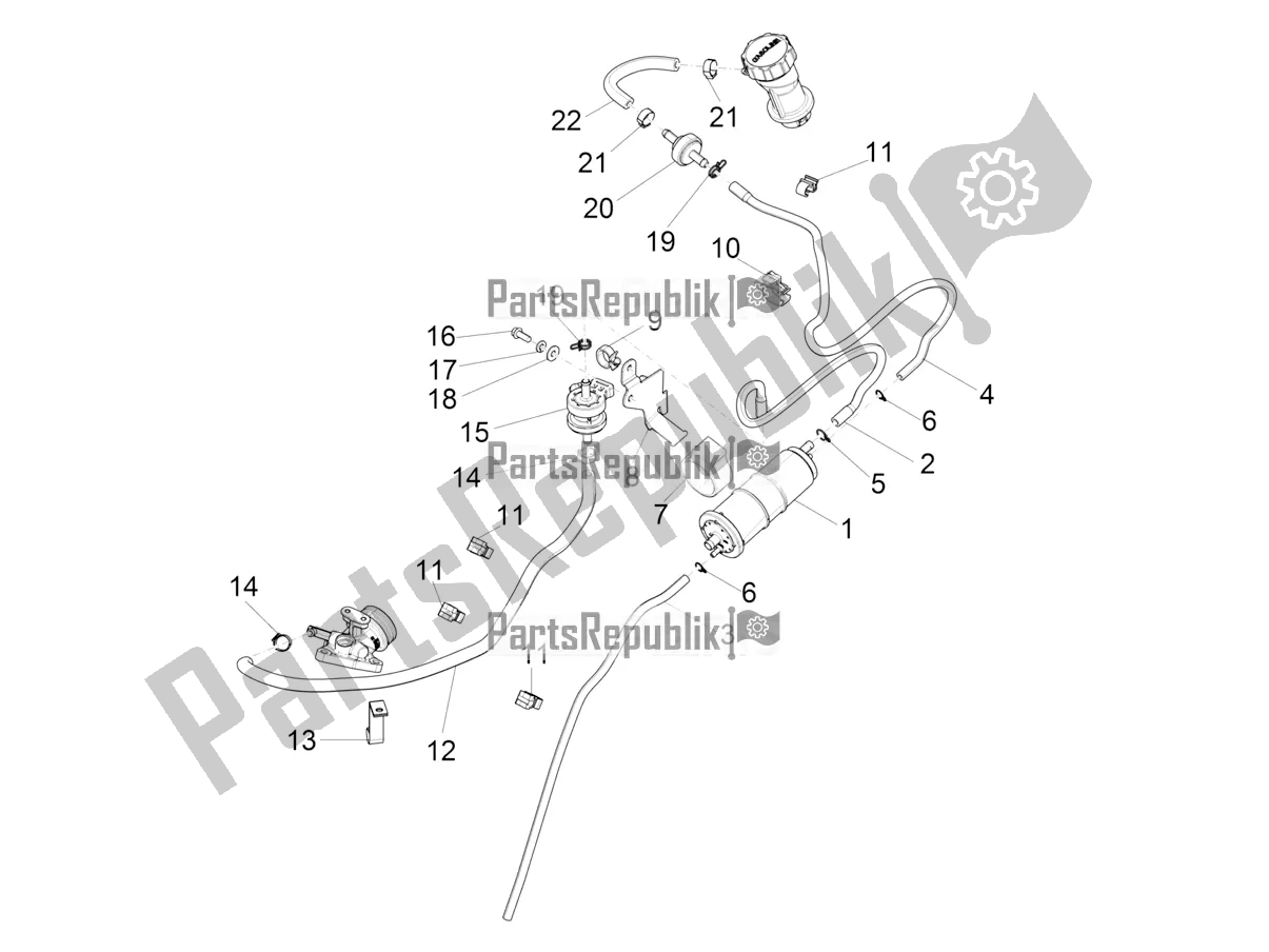 All parts for the Anti-percolation System of the Vespa Sprint 125 Iget Apac E4 2017