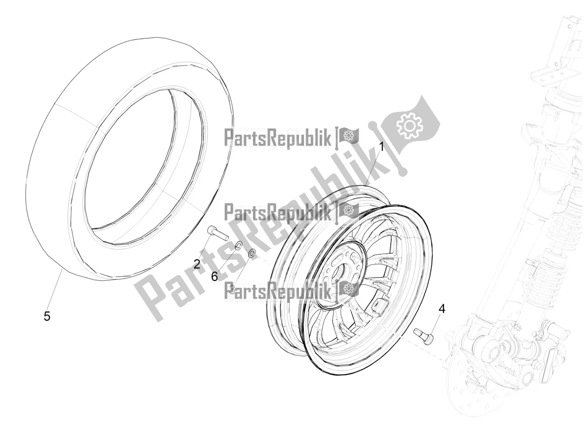 Tutte le parti per il Ruota Anteriore del Vespa Sprint 125 Iget Apac E4 2017