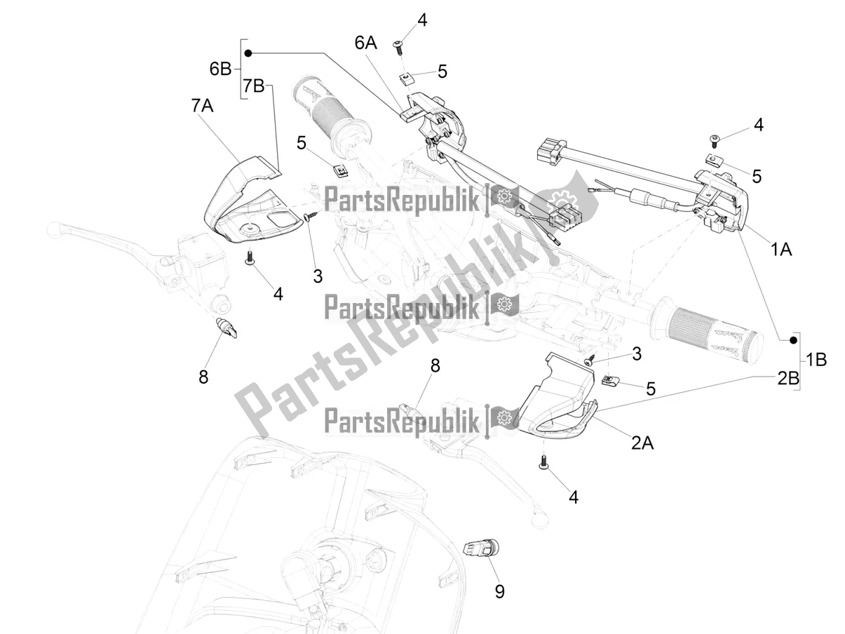 All parts for the Selectors - Switches - Buttons of the Vespa Sprint 125 Iget Apac E4 2017