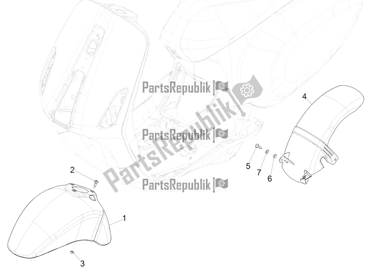 Toutes les pièces pour le Logement De Roue - Garde-boue du Vespa Sprint 125 Iget Apac E4 2017