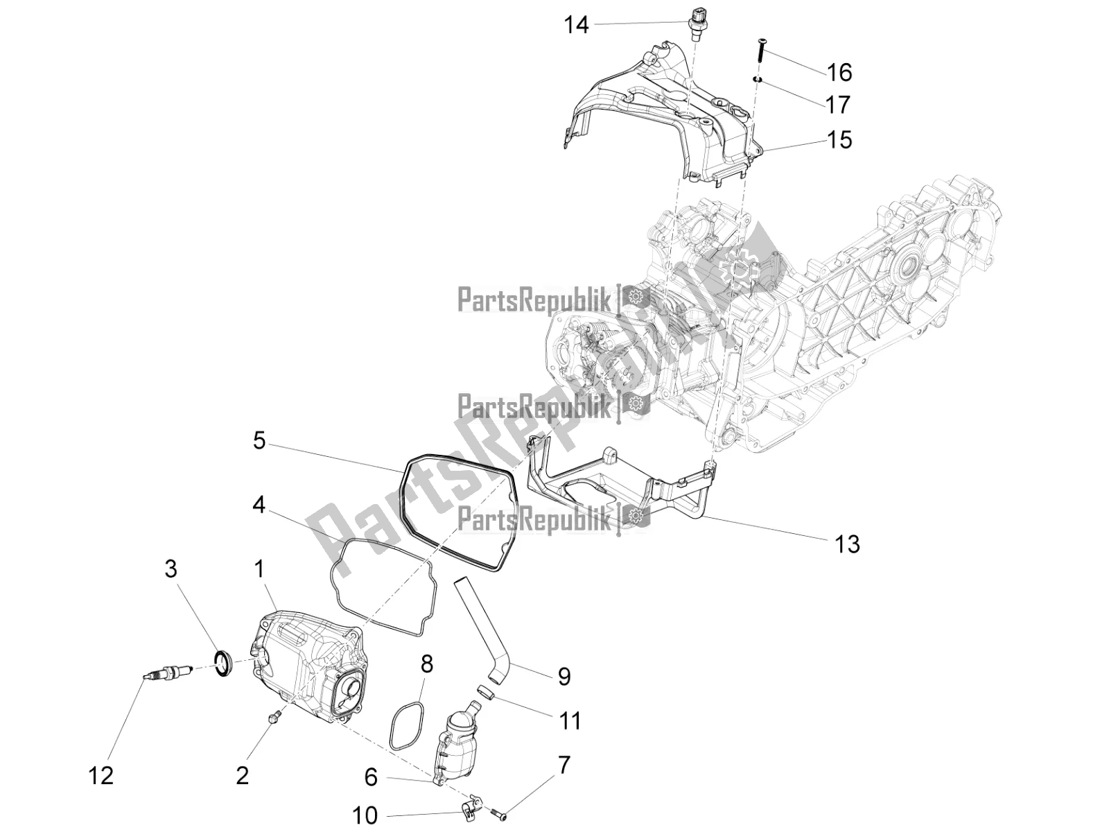 Tutte le parti per il Coperchio Della Testata del Vespa Sprint 125 Iget Apac E4 2018
