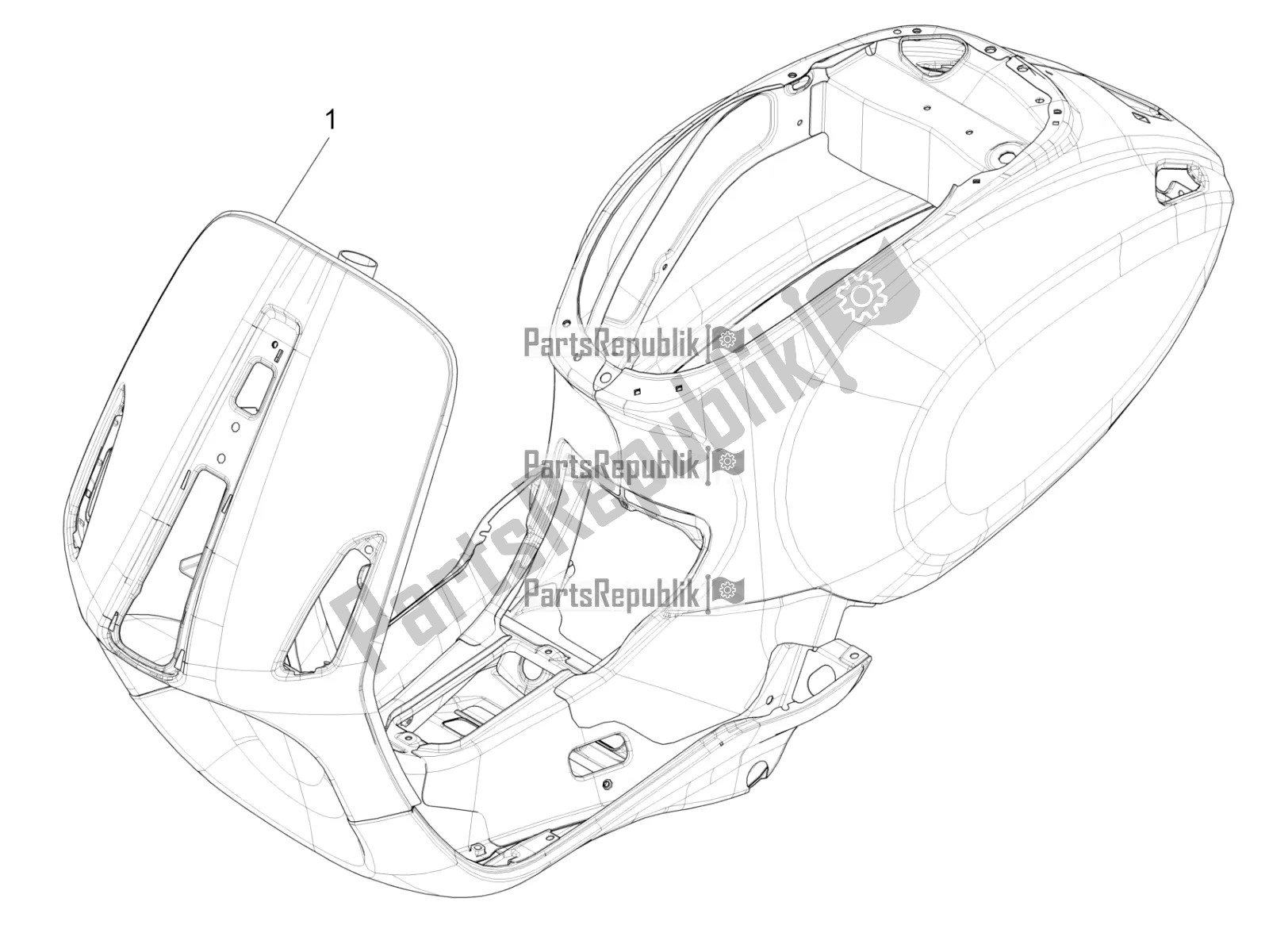 All parts for the Frame/bodywork of the Vespa Sprint 125 Iget Apac E4 2018