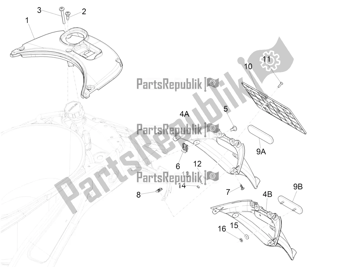 Alle onderdelen voor de Achterklep - Spatscherm van de Vespa Sprint 125 Iget Apac E4 2018