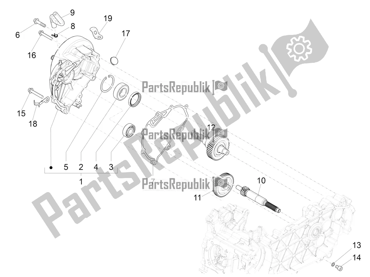Alle onderdelen voor de Reductie-eenheid van de Vespa Sprint 125 Iget Apac E4 2018
