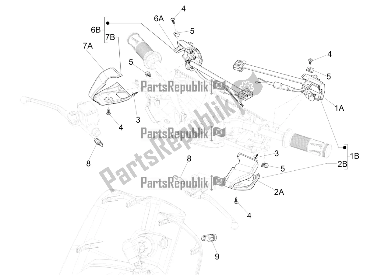 All parts for the Selectors - Switches - Buttons of the Vespa Sprint 125 Iget Apac E4 2018