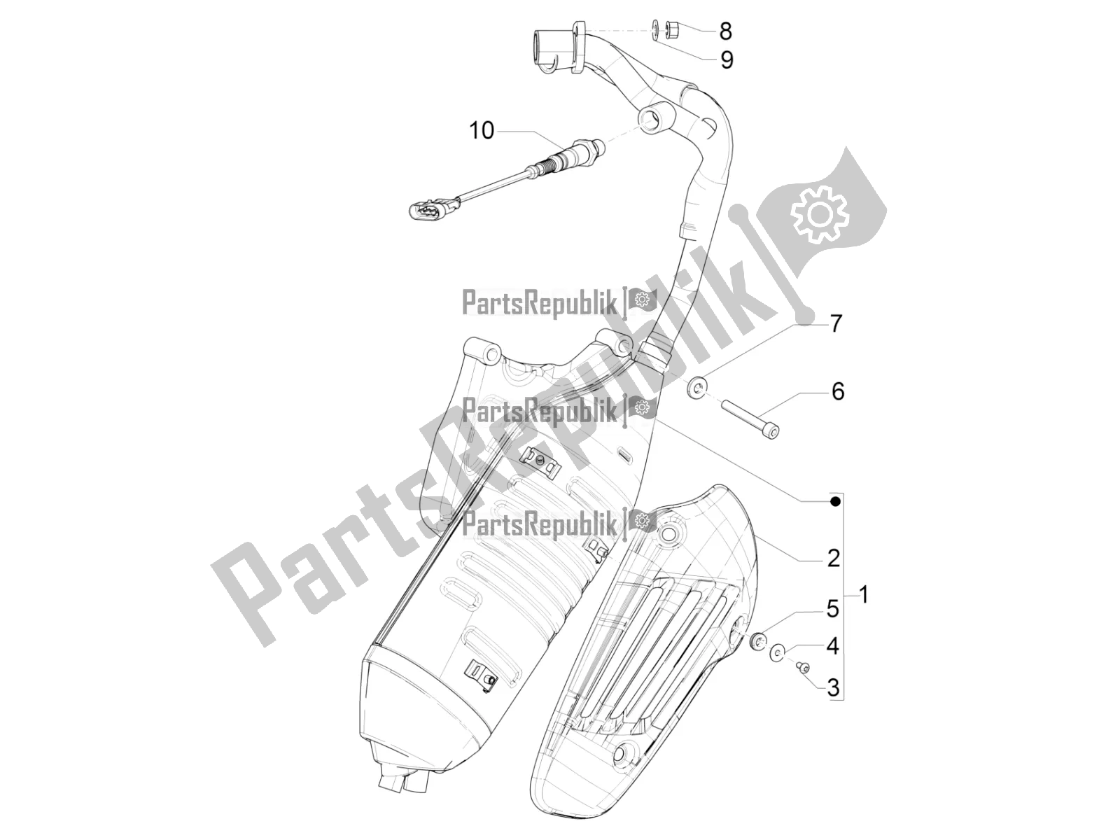 All parts for the Silencer of the Vespa Sprint 125 Iget Apac E4 2018