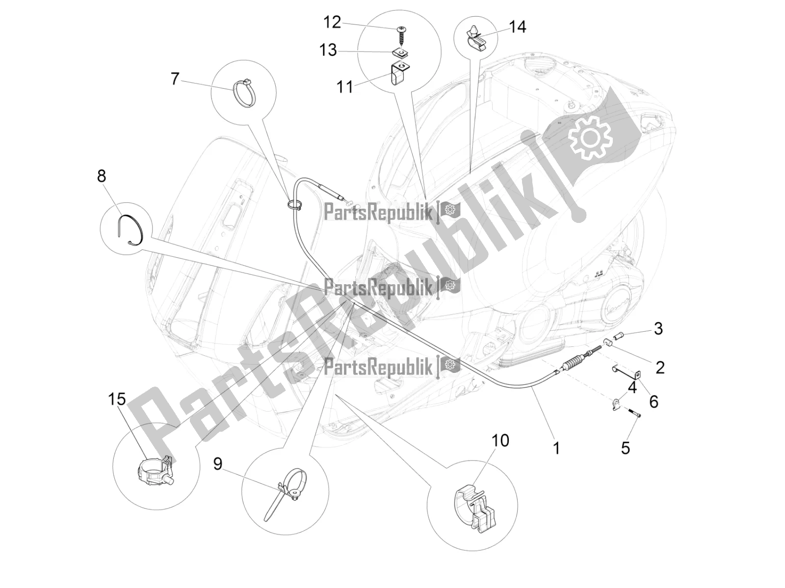 All parts for the Transmissions of the Vespa Sprint 125 Iget Apac E4 2018