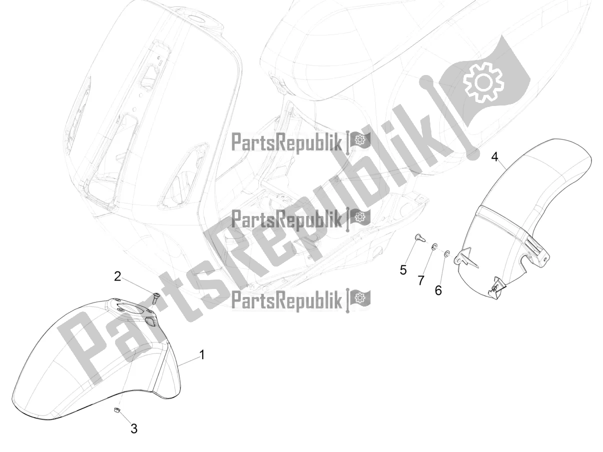 Tutte le parti per il Passaruota - Parafango del Vespa Sprint 125 Iget Apac E4 2018