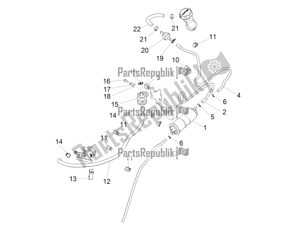 All parts for the Anti-percolation System of the Vespa Sprint 125 Iget Apac E4 2019