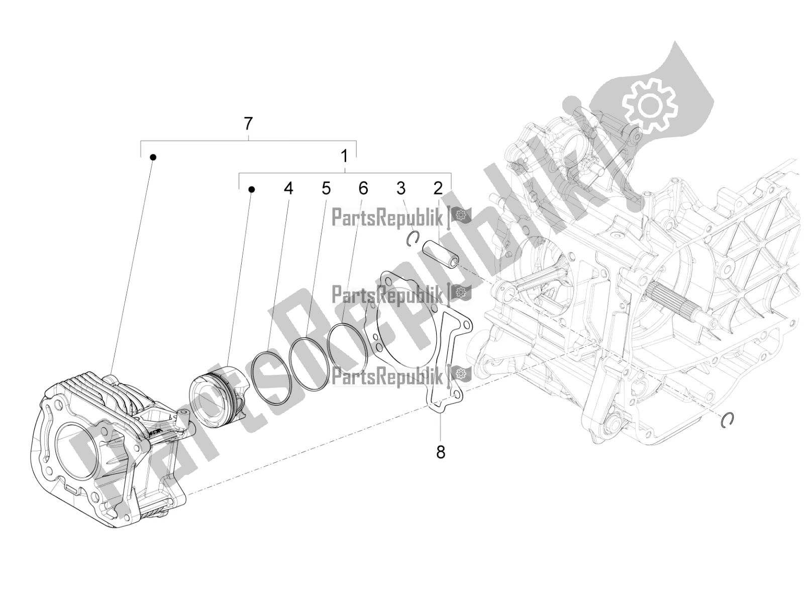 Toutes les pièces pour le Unité Cylindre-piston-axe De Poignet du Vespa Sprint 125 Iget Apac E4 2019