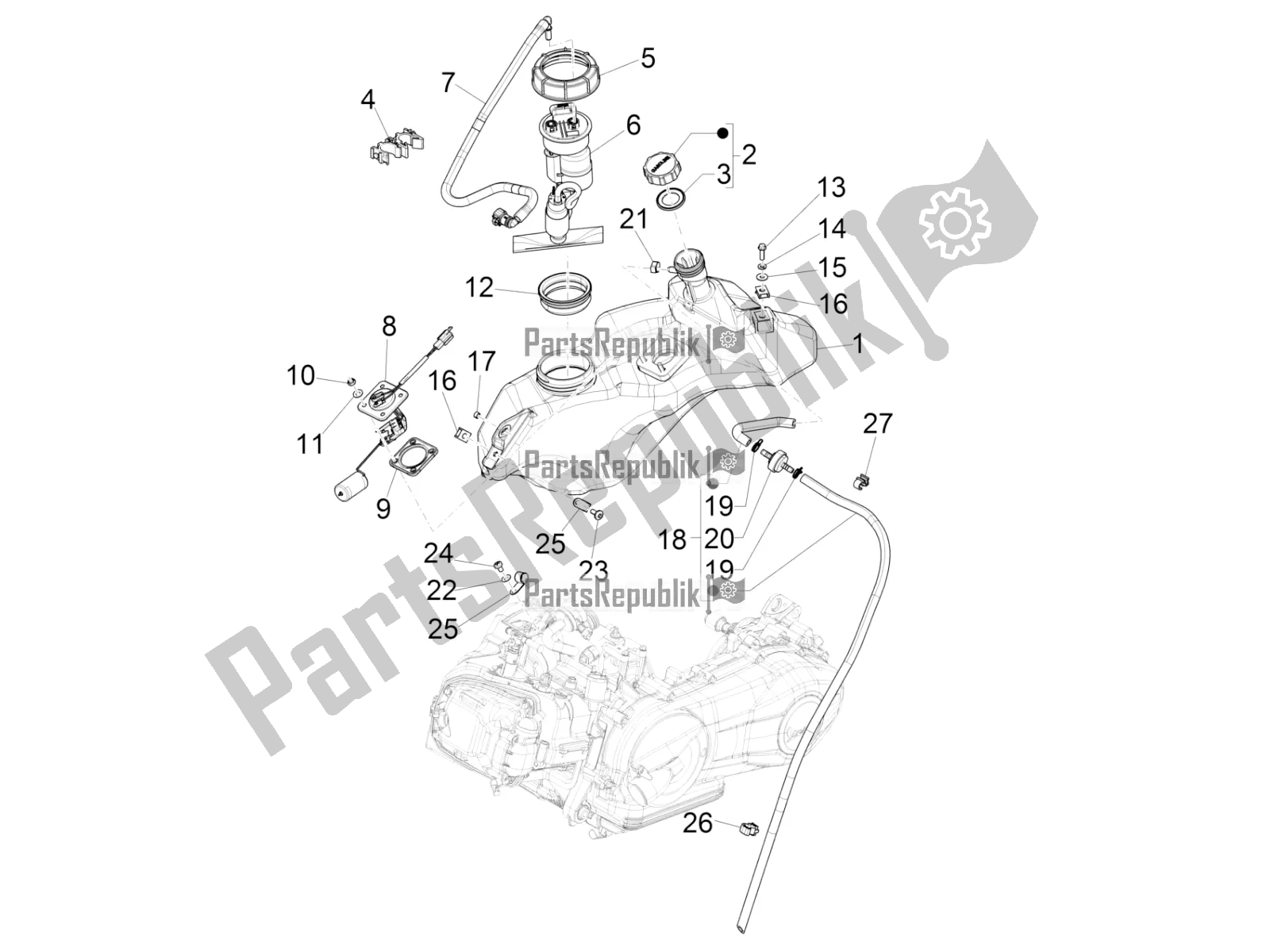 Toutes les pièces pour le Réservoir D'essence du Vespa Sprint 125 Iget Apac E4 2019