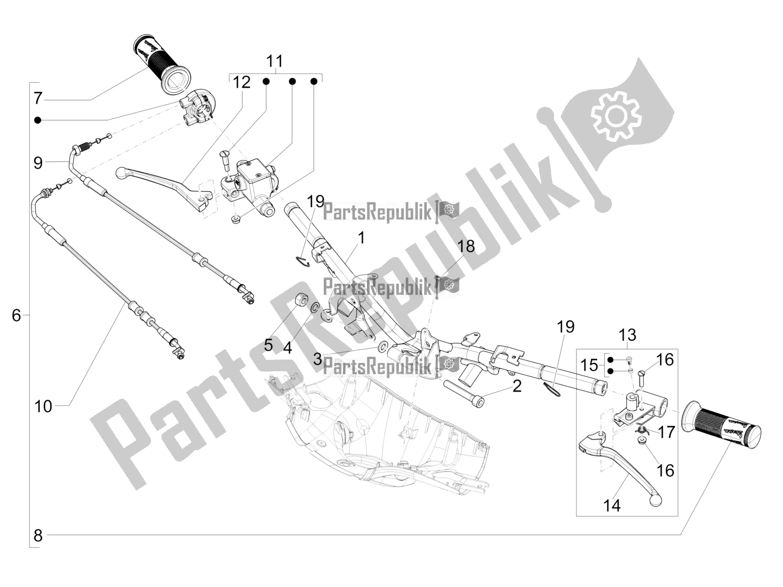 Toutes les pièces pour le Guidon - Master Cil. Du Vespa Sprint 125 Iget Apac E4 2019