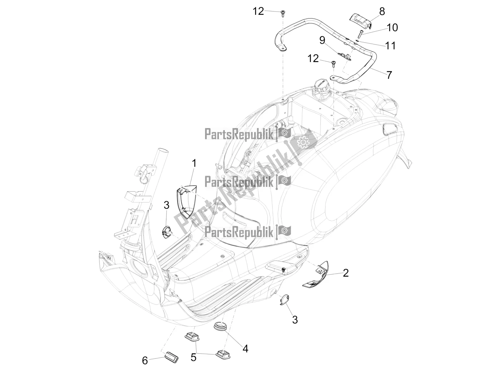 Toutes les pièces pour le Couvercle Latéral - Spoiler du Vespa Sprint 125 Iget Apac E4 2019