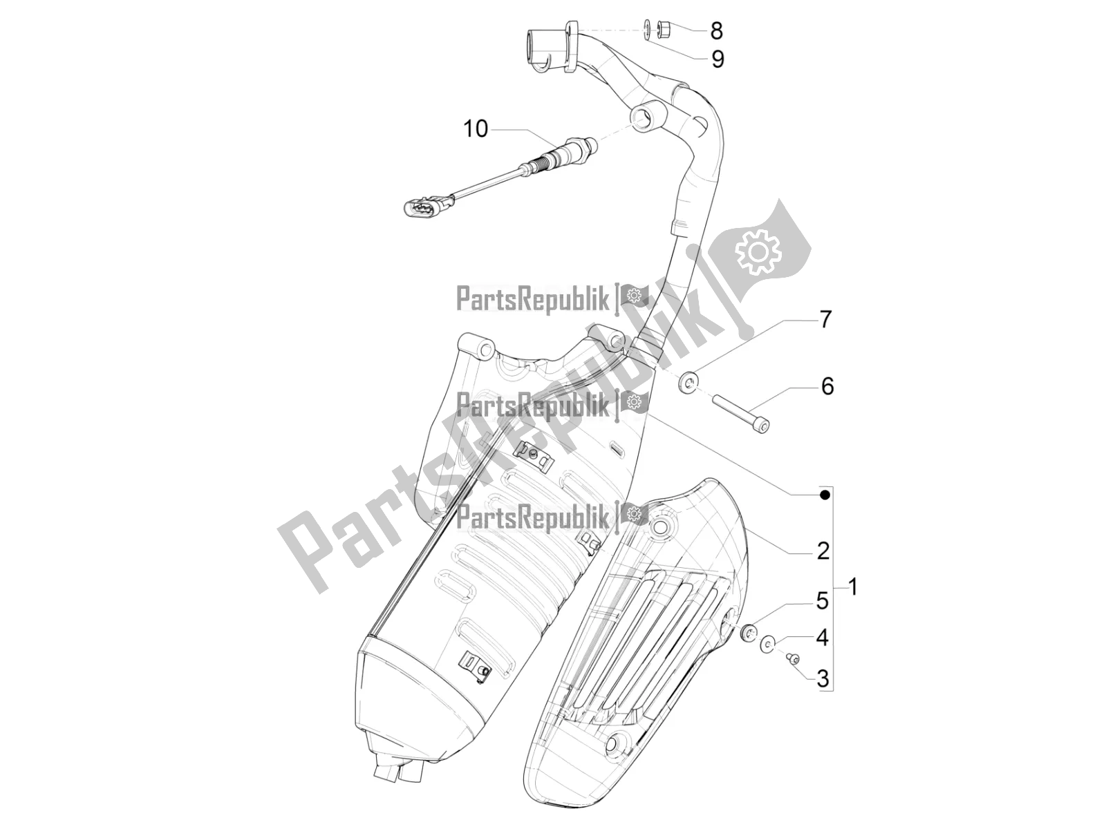 All parts for the Silencer of the Vespa Sprint 125 Iget Apac E4 2019
