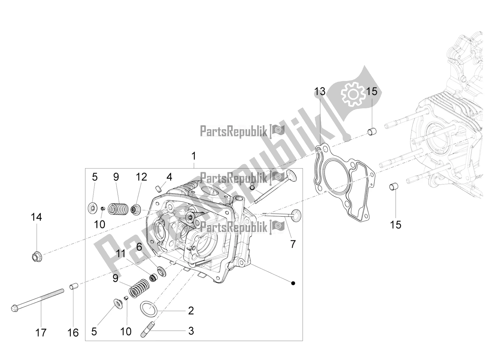 All parts for the Cylinder Head Unit - Valve of the Vespa Sprint 125 Iget Apac E4 2020