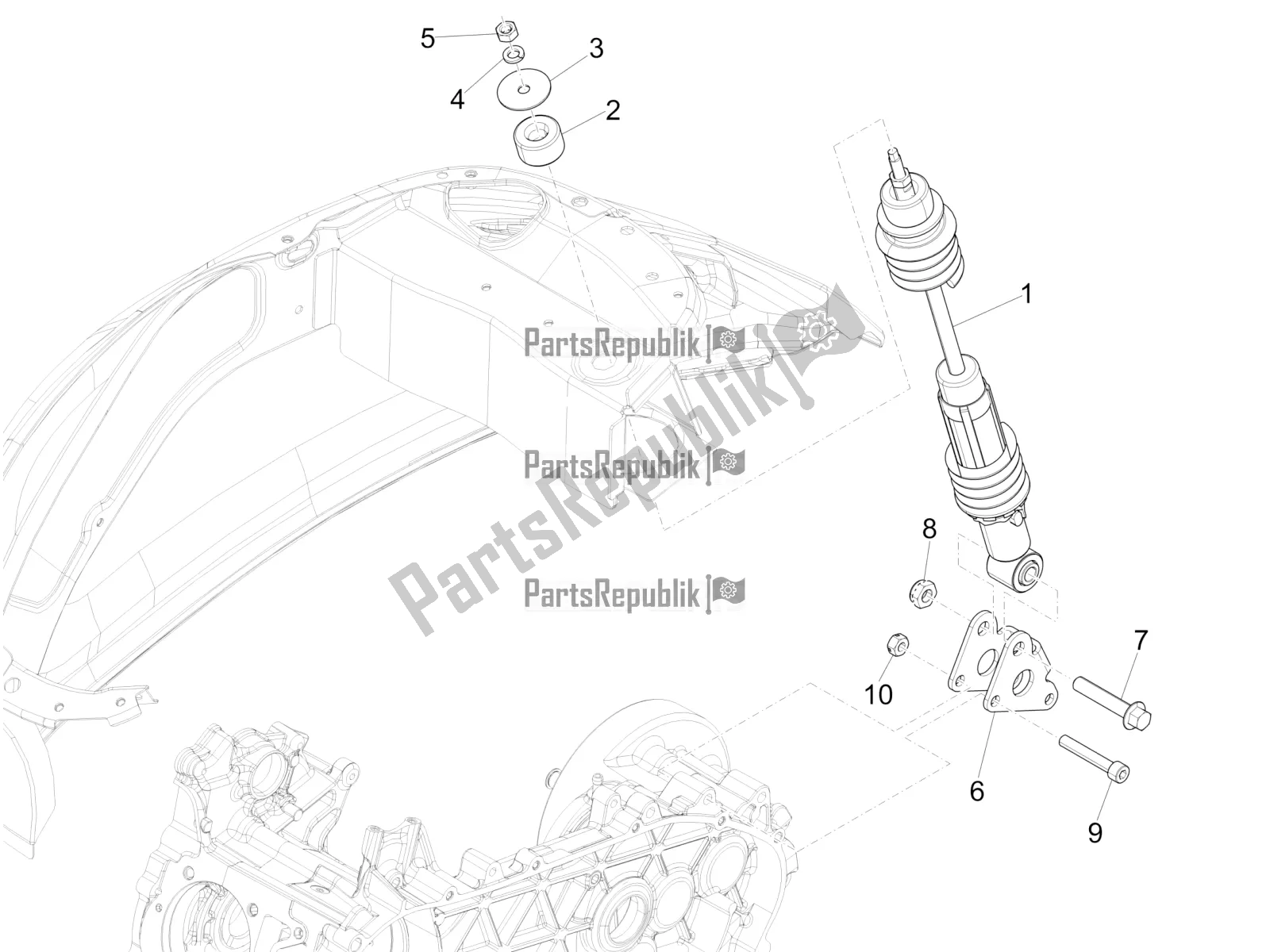 Toutes les pièces pour le Suspension Arrière - Amortisseur / S du Vespa Sprint 125 Iget Apac E4 2020