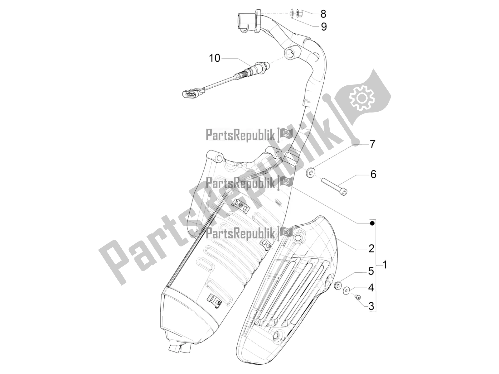 All parts for the Silencer of the Vespa Sprint 125 Iget Apac E4 2020