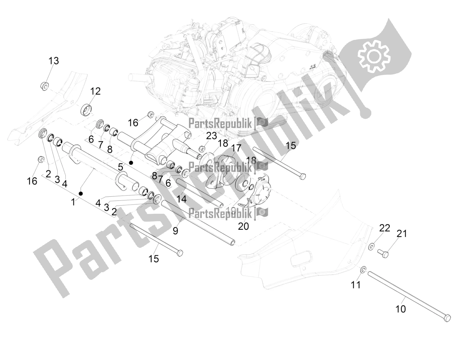 Todas las partes para Brazo Oscilante de Vespa Sprint 125 Iget Apac E4 2020