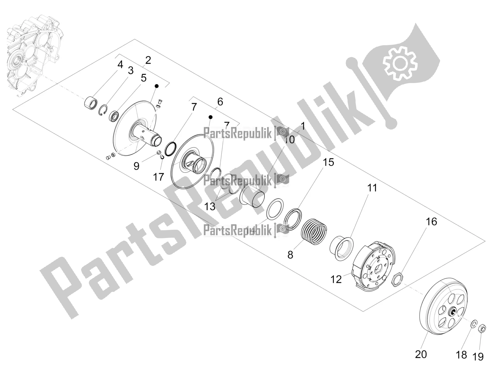 Todas las partes para Polea Conducida de Vespa Sprint 150 3V IE ABS USA 2016