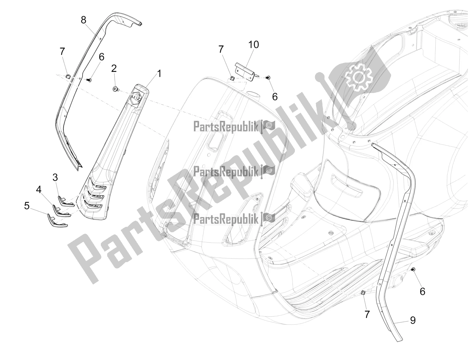 Toutes les pièces pour le Bouclier Avant du Vespa Sprint 150 3V IE ABS USA 2016