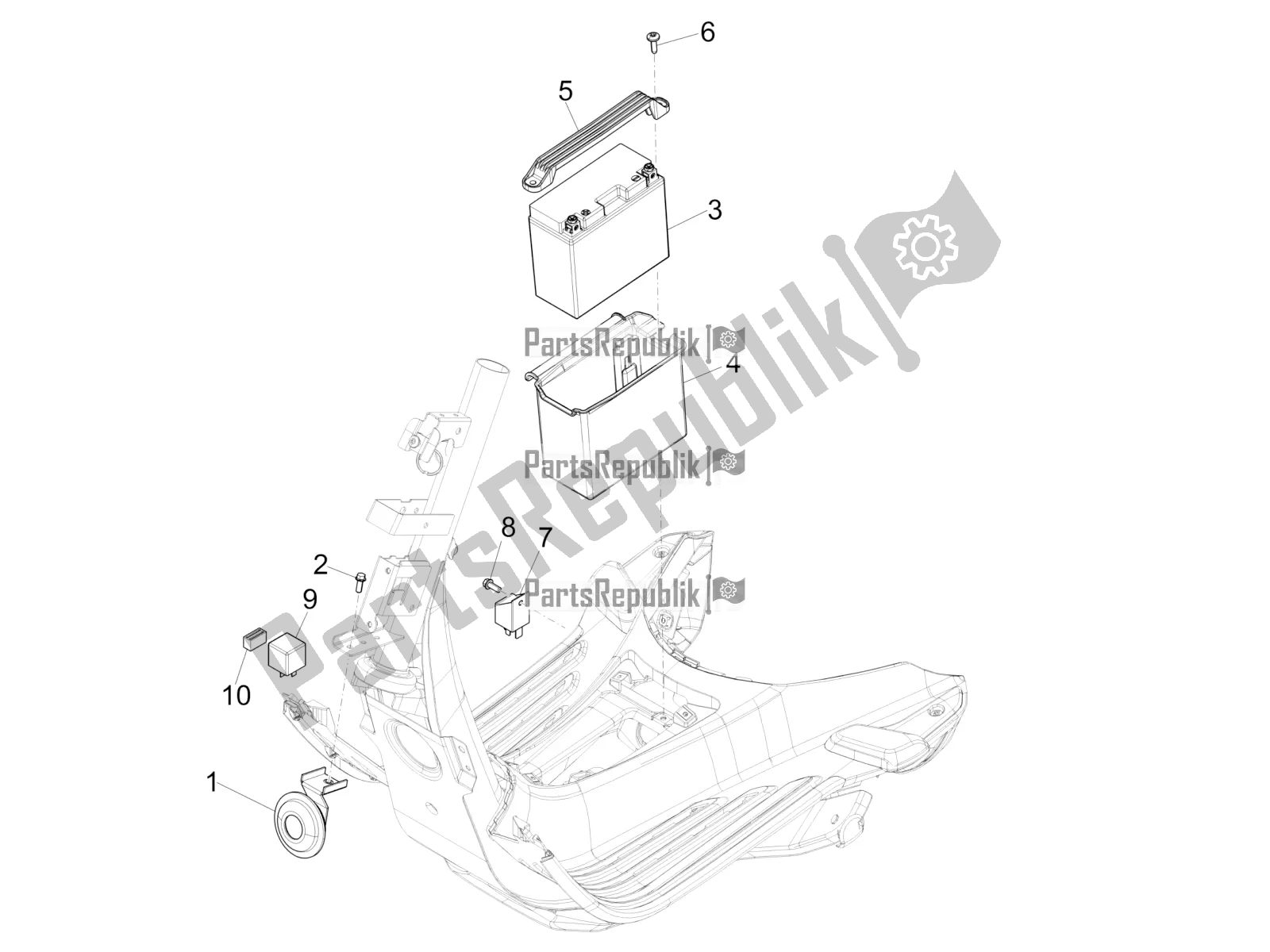 All parts for the Remote Control Switches - Battery - Horn of the Vespa Sprint 150 3V IE ABS USA 2016