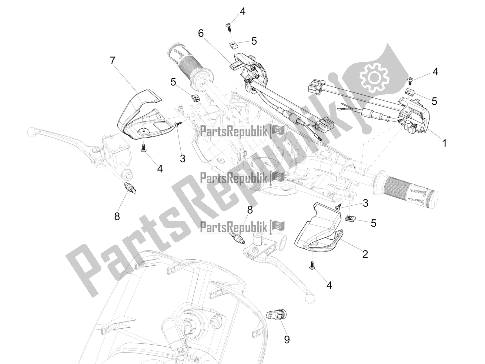 Toutes les pièces pour le Sélecteurs - Interrupteurs - Boutons du Vespa Sprint 150 3V IE ABS USA 2016