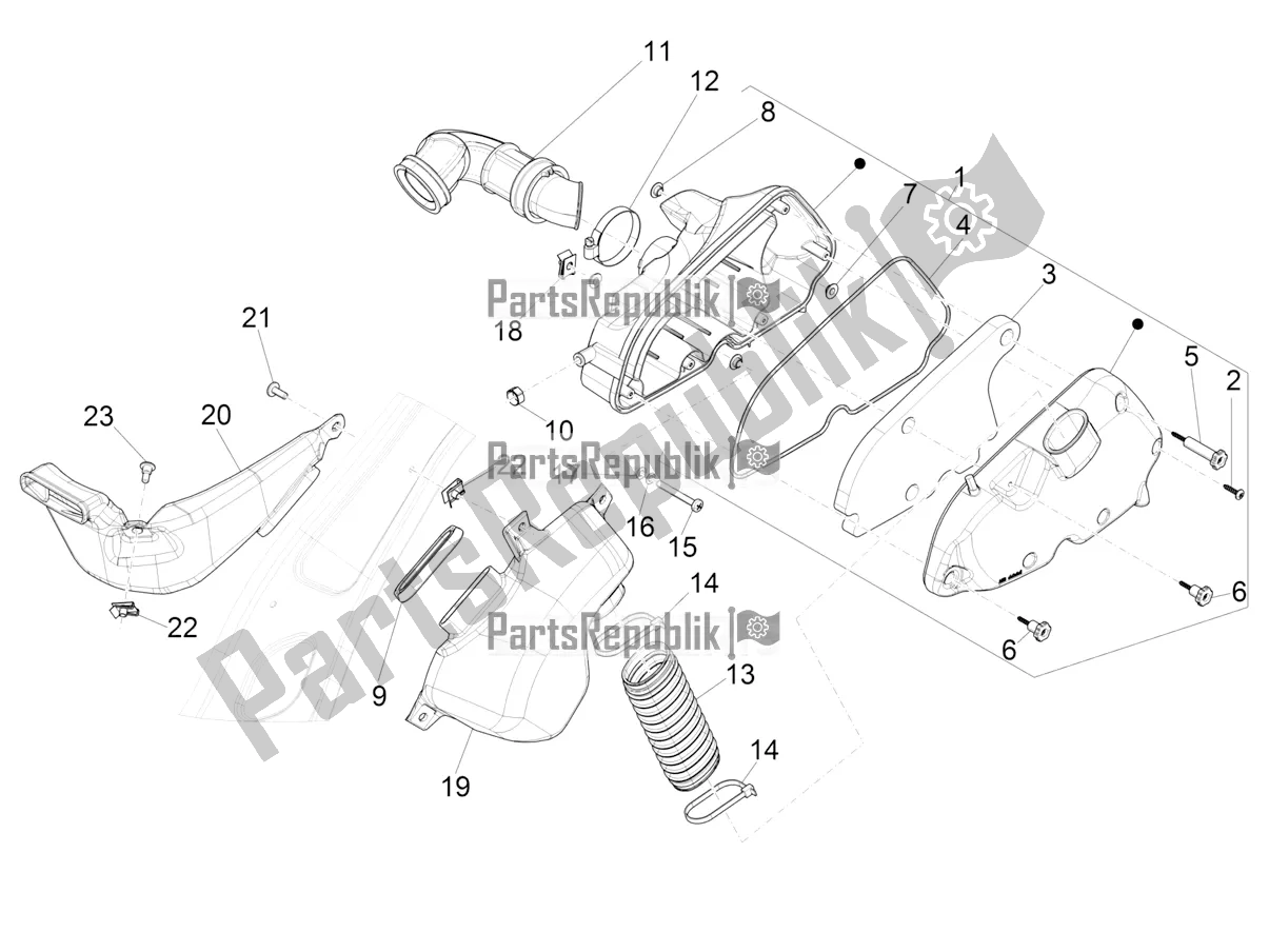 Alle onderdelen voor de Luchtfilter van de Vespa Sprint 150 ABS 2020