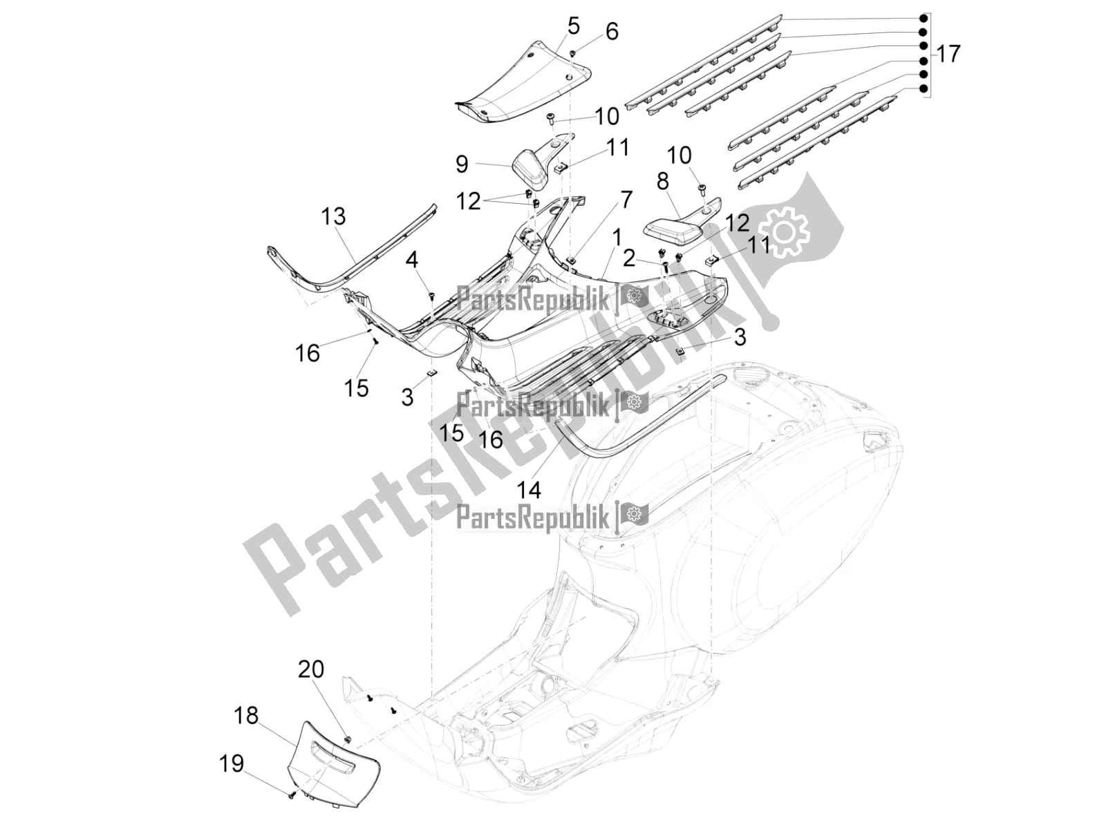 Wszystkie części do ? Rodkowa Os? Ona - Podnó? Ki Vespa Sprint 150 ABS 2020