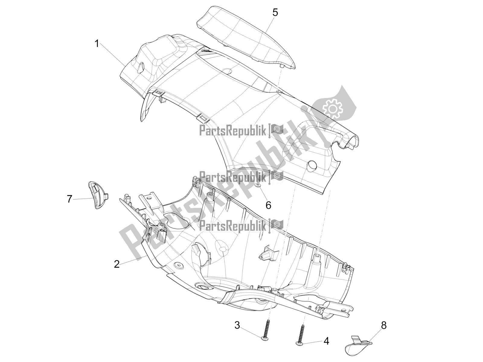 All parts for the Handlebars Coverages of the Vespa Sprint 150 ABS 2020