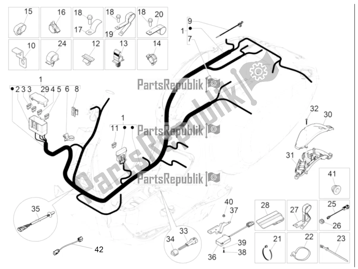 Tutte le parti per il Cablaggio Principale del Vespa Sprint 150 ABS 2020