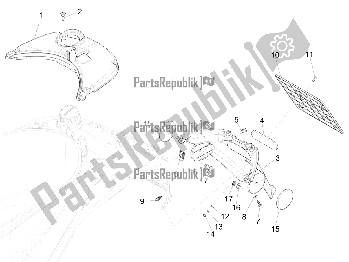 Toutes les pièces pour le Capot Arrière - Protection Contre Les éclaboussures du Vespa Sprint 150 ABS 2020