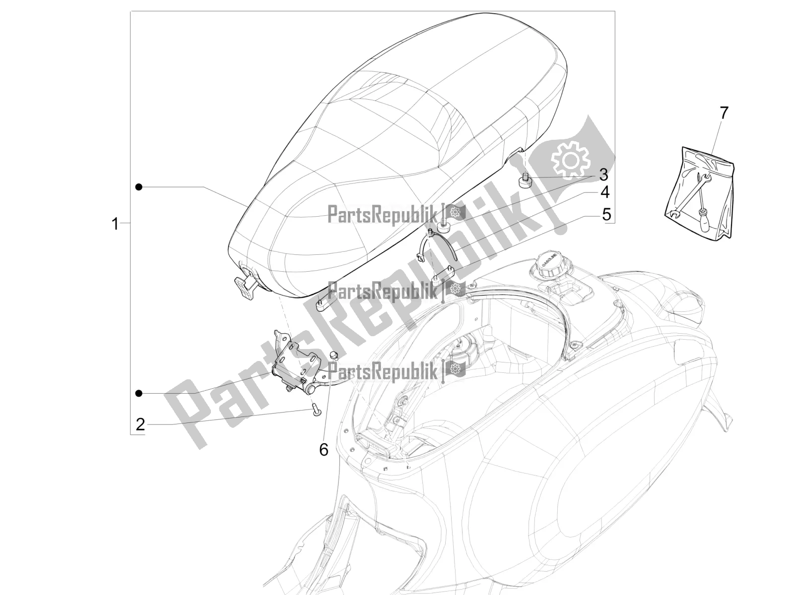All parts for the Saddle/seats of the Vespa Sprint 150 ABS 2020