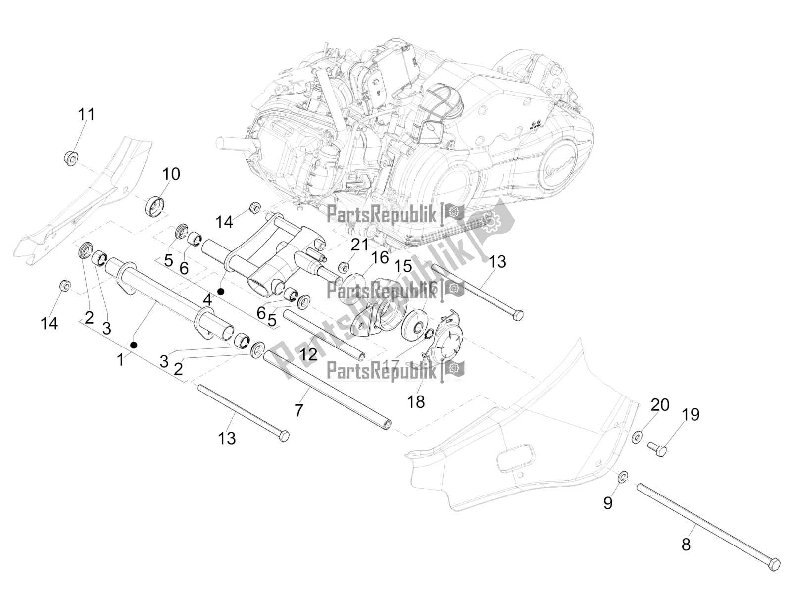Tutte le parti per il Braccio Oscillante del Vespa Sprint 150 ABS 2020