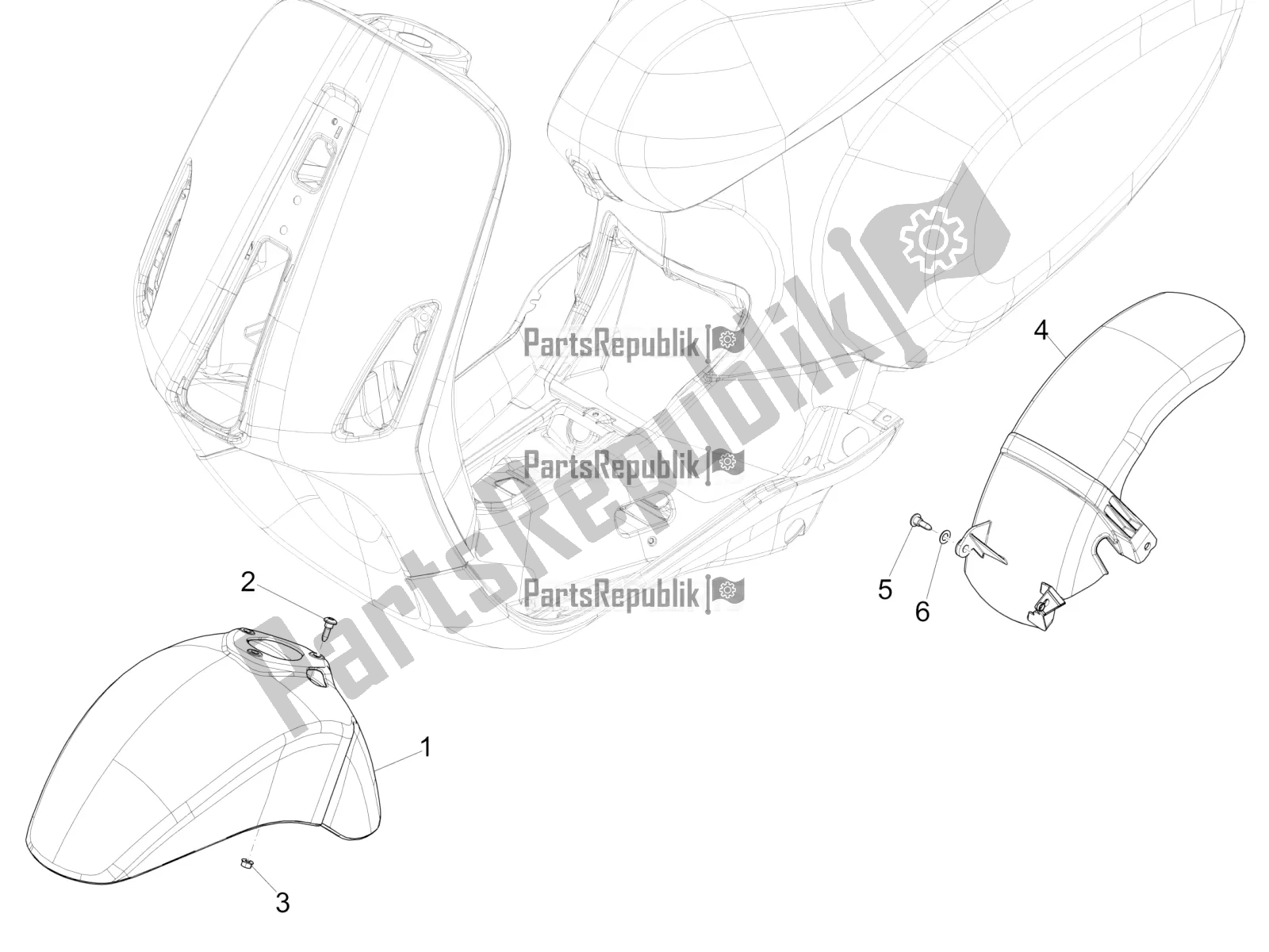 Toutes les pièces pour le Logement De Roue - Garde-boue du Vespa Sprint 150 ABS 2020