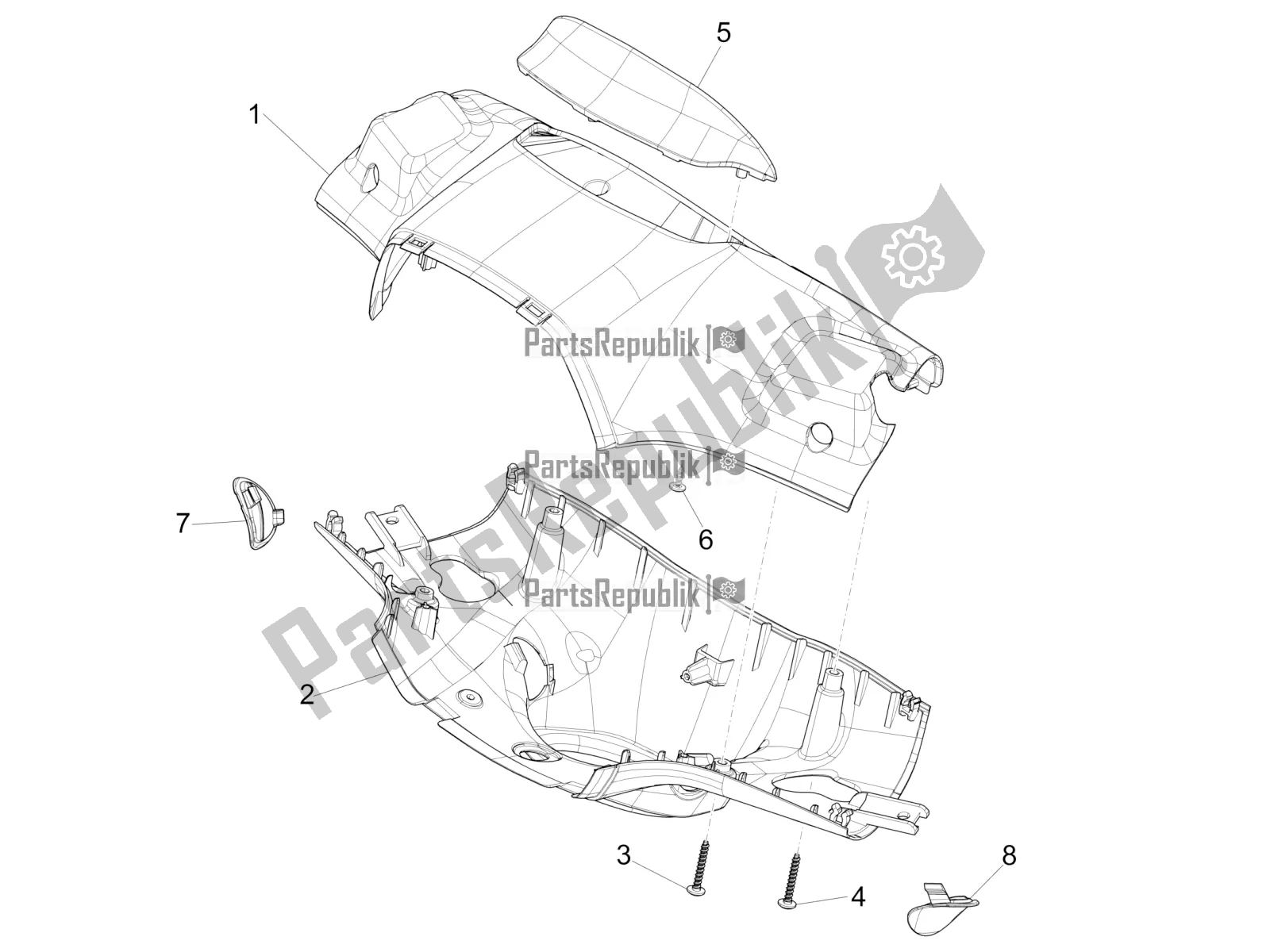 All parts for the Handlebars Coverages of the Vespa Sprint 150 ABS 2021