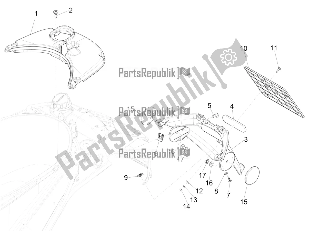 Toutes les pièces pour le Capot Arrière - Protection Contre Les éclaboussures du Vespa Sprint 150 ABS 2021