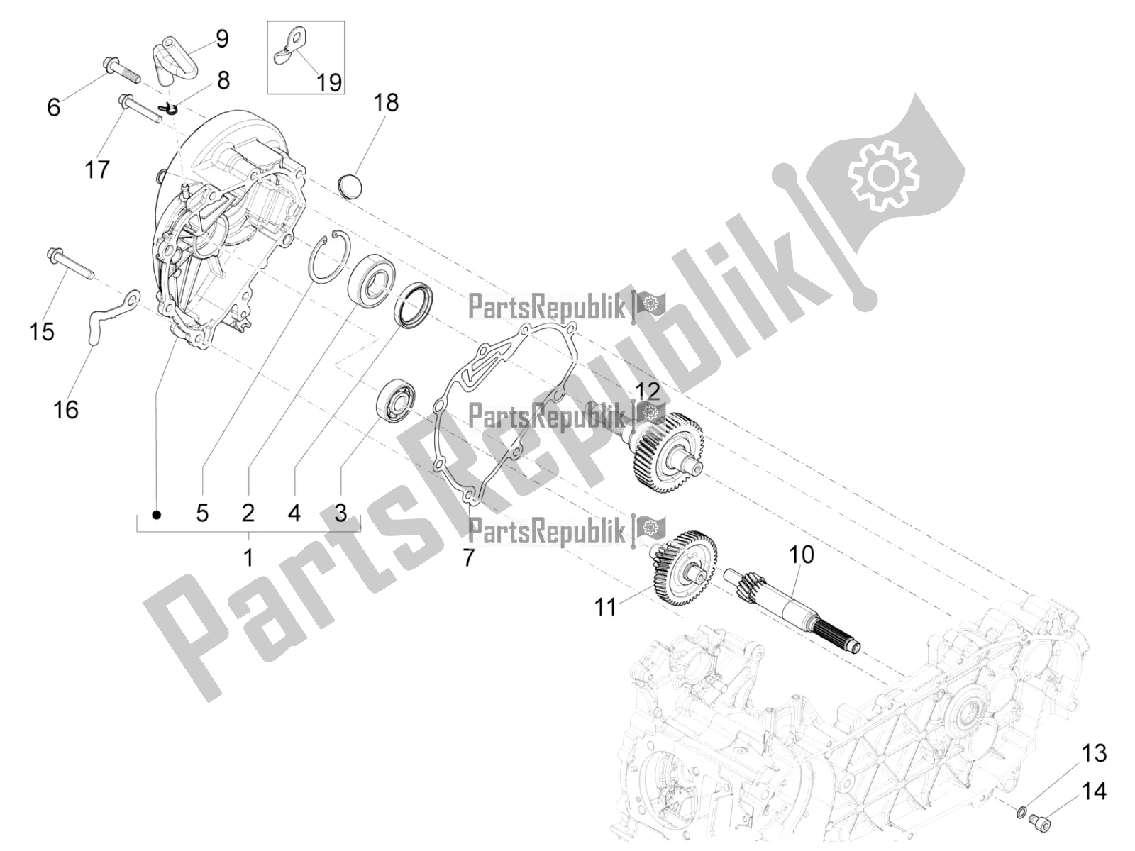 All parts for the Reduction Unit of the Vespa Sprint 150 ABS 2021