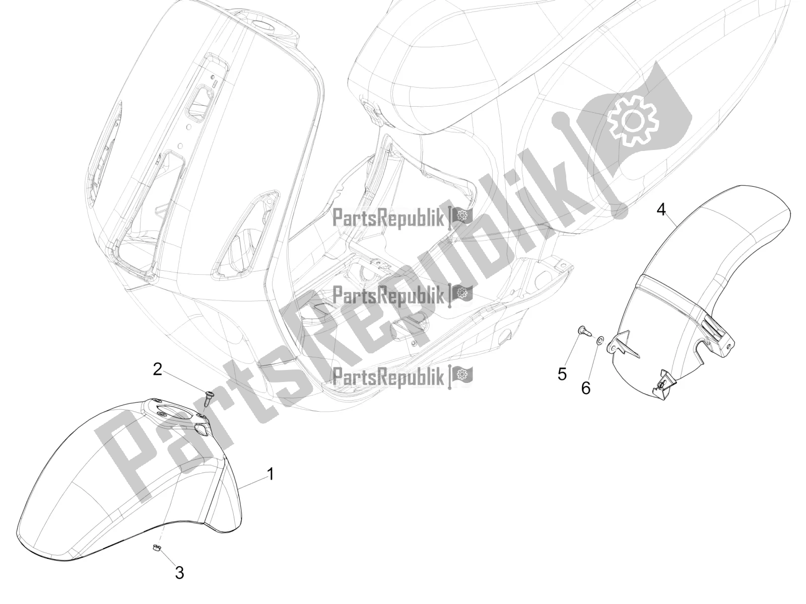 Toutes les pièces pour le Logement De Roue - Garde-boue du Vespa Sprint 150 ABS 2021