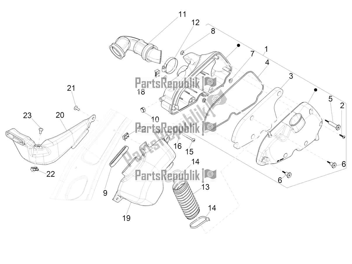All parts for the Air Filter of the Vespa Sprint 150 ABS 2022