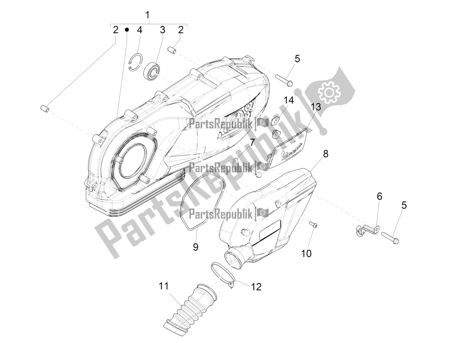 Toutes les pièces pour le Couvercle De Carter - Refroidissement Du Carter du Vespa Sprint 150 ABS 2022