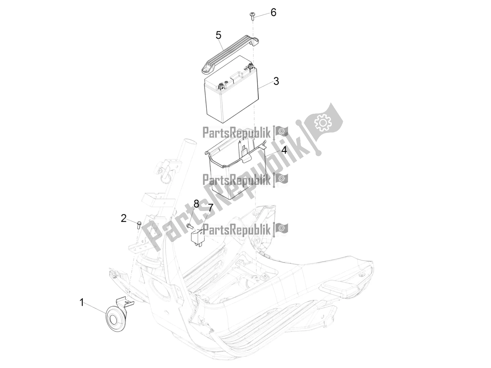 Todas las partes para Interruptores De Control Remoto - Batería - Bocina de Vespa Sprint 150 ABS 2022