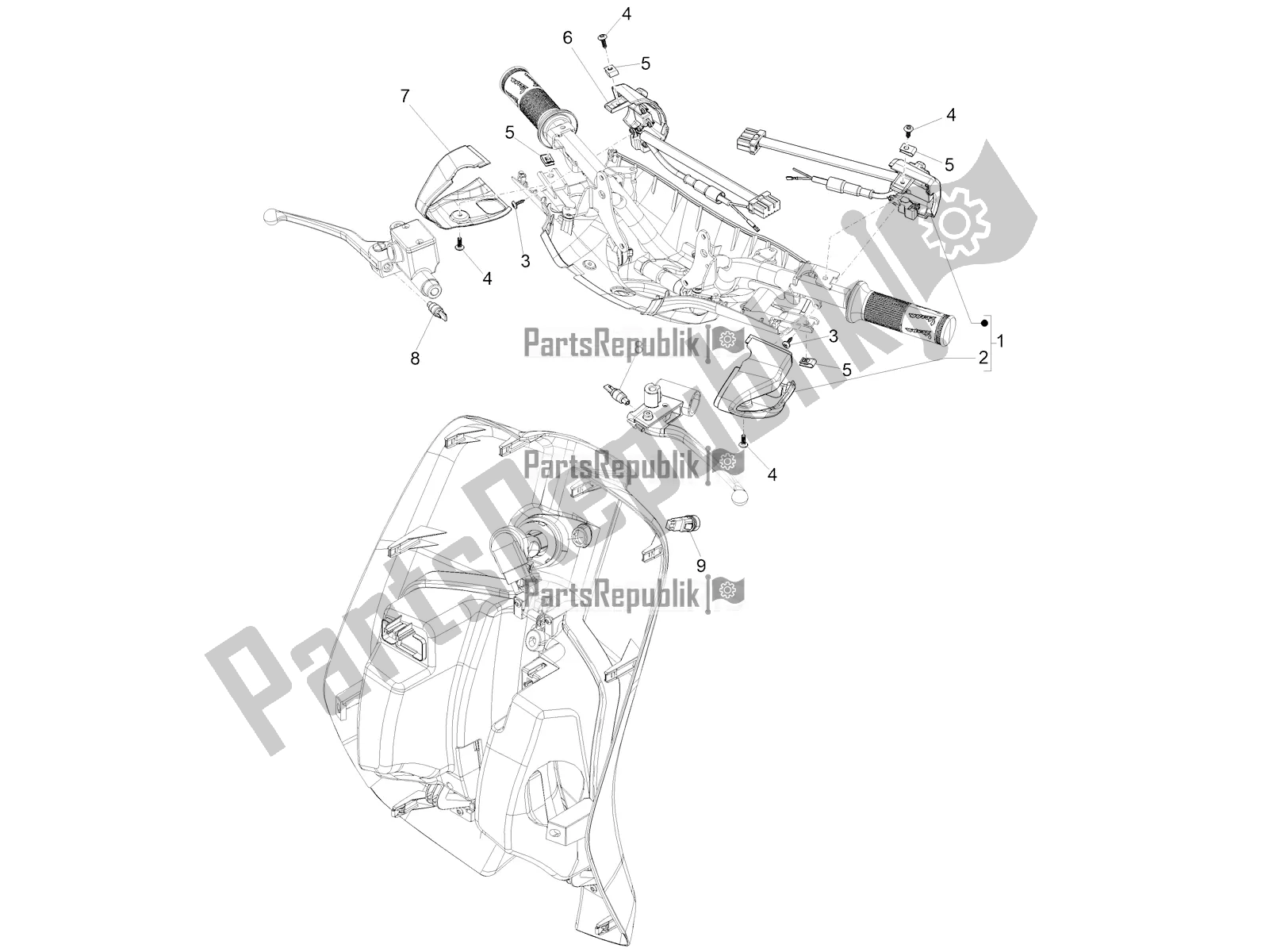 Toutes les pièces pour le Sélecteurs - Interrupteurs - Boutons du Vespa Sprint 150 ABS 2022